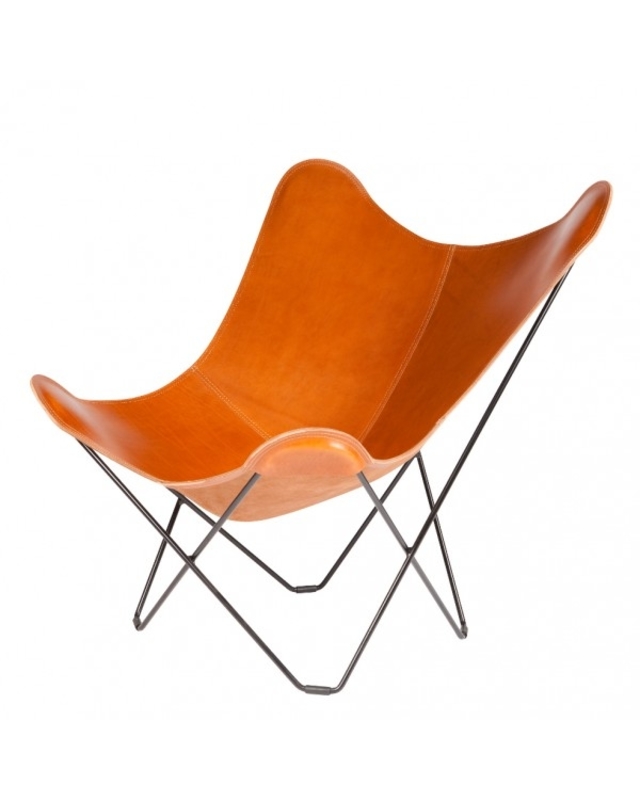 CUERO Butterfly Chair - Leather colour POLO - Black frame
