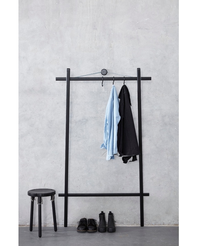 Clothes Rack black - wall-mounted and U1 Stool | Andersen Furniture