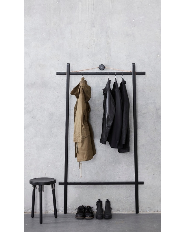 Clothes Rack black - wall-mounted and U1 Stool | Andersen Furniture