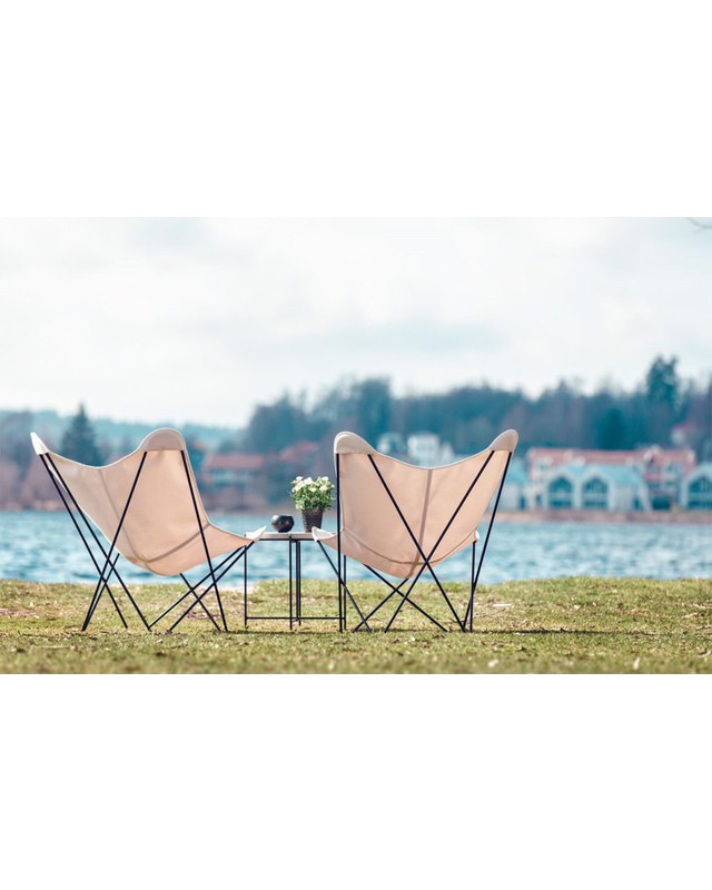 Butterfly Outdoor Chair - Mariposa Sunshine | Cuero Design - Sunbrella fabric - black-coated galvanised steel frame